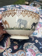 Rare Brixton Pottery Ceramic Wild Animals Deep Serving Bowl