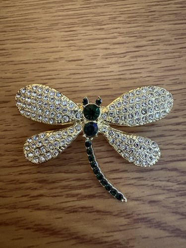 Gold tone dragonfly brooch - tone,