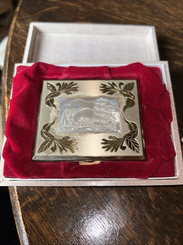 Vintage brass powder compact - vintage,