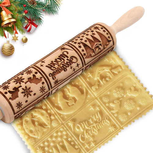 Christmas embossed rolling pin - christmas,