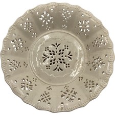 LEEDSWARE Classical Creamware Pedestal Bowl Pierced Design Vintage Tableware TH3