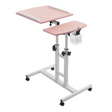 Mobile Laptop Desk Adjustable Tilting Sofa Bed Computer Tablet Table with Wheels