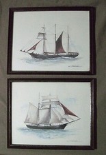 2 Joel Kirk Ship Themed Framed Vintage Prints 270mm x 220mm