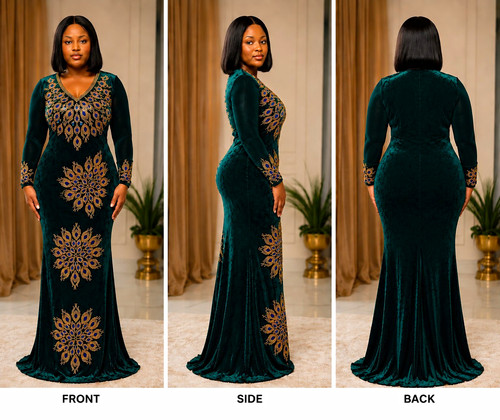 Green velvet embroidered - velvet,