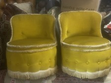 Pair Matching Vgc Old Retro Sherborne Vintage Bedroom Cocktail Chairs Antique NR