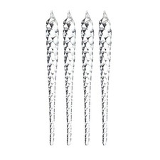 Christmas Tree Decoration 4 Pack Clear Glass Twisted Icicles