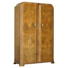 LARGE ANTIQUE ART DECO CIRCA 1930'S SATIN WALNUT DOUBLE WARDROBE PART OF SUITE