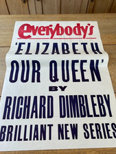 VINTAGE 1950'S ADVERTISING POSTER EVERYBODY'S  ELIZABETH OUR QUEEN