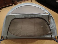 Little Life Arc 2 Lightweight Travel Cot. Blue With Animal Designs, Free Sheet