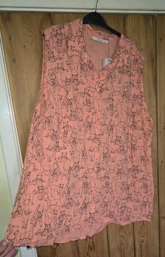 Peach cat print - peach,