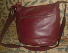 CULTURED LONDON LARGE BURGUNDY LEATHER SHOULDER BAG,POCKETS,34X28X16CM