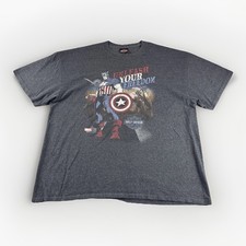 Harley Davidson Captain America Marvel Shirt Mens 2XL Gray Short Sleeve Freedom