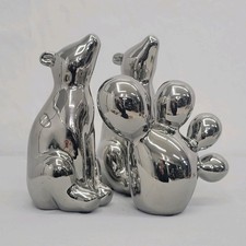 3 X Animals Modern Silver Chrome Figurine Ornament Sculpture Home Decor Statue
