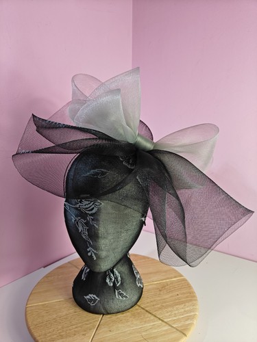 Black grey fascinator - grey,