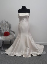 Maggie Sottero mikado satin light champagne wedding dress UK 16