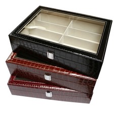 Crocodile Glasses Display Faux Leather Spectacles Storage Box 8 Grids Organiser