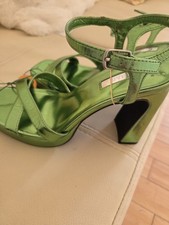 Metallic Green Heeled Sandals