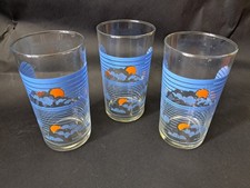 3 x Vintage MCM Glass Sunset