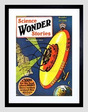 MAG SCIENCE WONDER STORIES SCIENCE FICTION UFO SPACE FRAME ART PRINT B12X12128