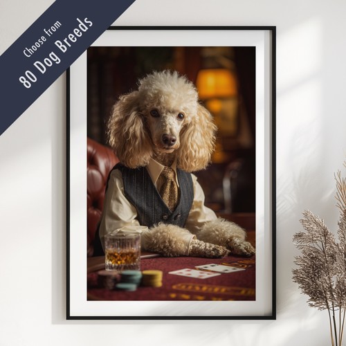 Funny dog playing - playing, poker