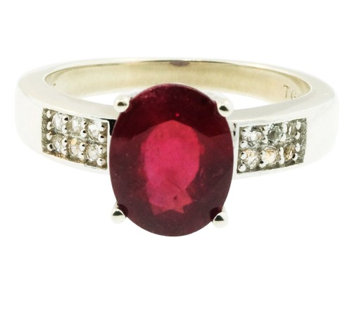 Silver oval rubellite - silver,