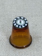 VINTAGE CAITHNESS amber glass millefiori thistle thimble