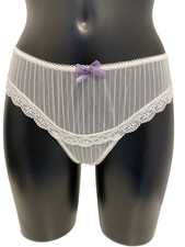 Miss Mandalay Layla Ivory Thong UK 12 Medium Sheer See Through Panties Panty