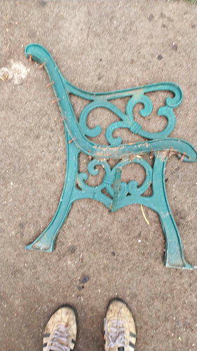 Pair green metal garden bench - pair,