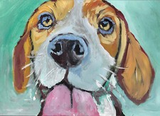 Beagle Painting Wall Art Print, Dog Owner Gift, Dog Art Signed by Artist A4 A3 
