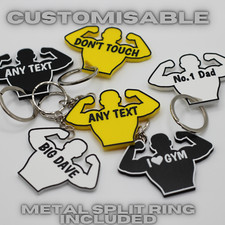 Gym Personalised Keyring  Keychain Custom Any Text Birthday Fathers Day Gift 3D