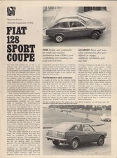 Fiat 128 Sport Coupe 1300 SL Road Test 1972-73 UK Market Foldout Brochure Motor