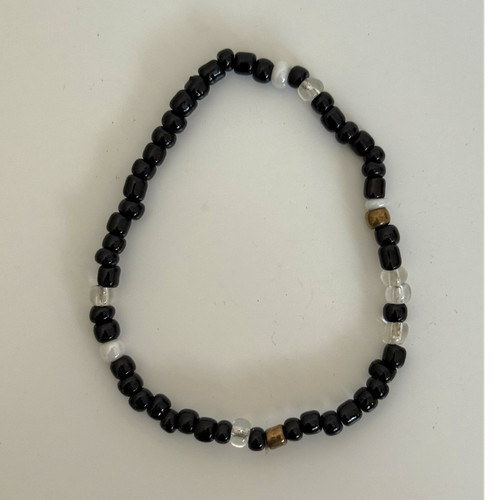 Black clear round beaded - black,
