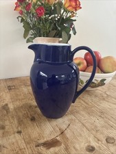 Steelite - Classic Navy Blue Jug Juice Milk Water Pitcher - 2 pints 19.5cm Tall