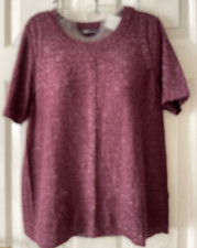 Ladies M&S Twiggy for Classic Size 12 Mulberry/Silver sparkle short sleeved Top
