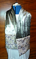 Velvet scarf   Taupe velvet with silk Liberty print border Double thickness  NEW