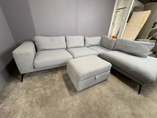 Very large Grey L shape sofa with matching footstool DELIVERY AVAILABLE!