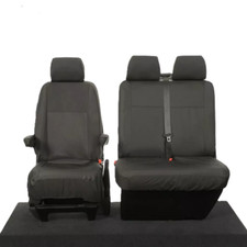 VW Transporter T6/T6.1 Front 2+1 Waterproof Seat Covers Light Grey SC103BAD3