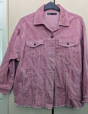 Zara Dusty Pink Cord Shacket Jacket Size L