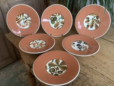 6 Royal Copenhagen Aluminia Faience Nils Thorsson Autum Plants 8" Plates 1484