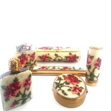 Wand Art Vintage Powder Compact, Lipstick Case, Comb, Lighter & Fragrance Bottle