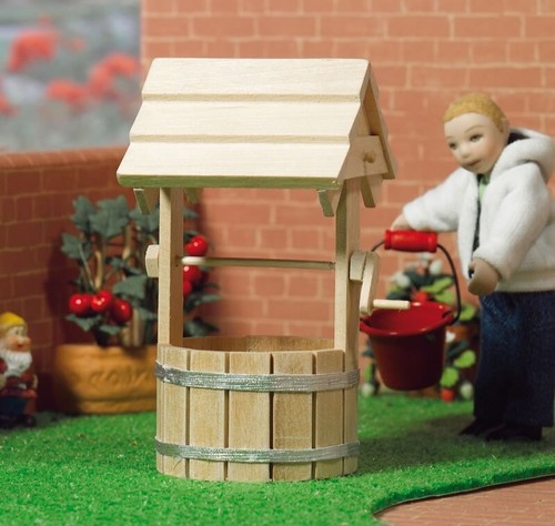 Wooden garden wishing well - garden,