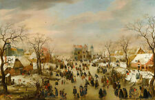 Hendrick Avercamp  Figures On A Frozen River   Wall Art  Canvas