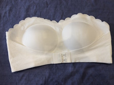 White bandeau bra padded strapless ivory non wired pull over size XXL/40 B/C