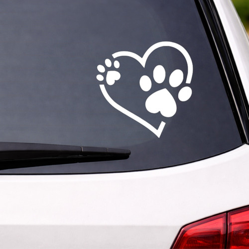 Cute heart paw print vinyl - print,