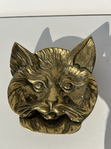 Vintage solid brass footed - vintage, cat
