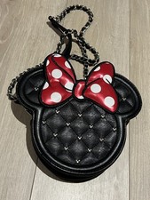 Cute Disney Lounge-fly Minnie Mouse Red Bow Crossbody Purse Red Polka Dot ~ VGC 