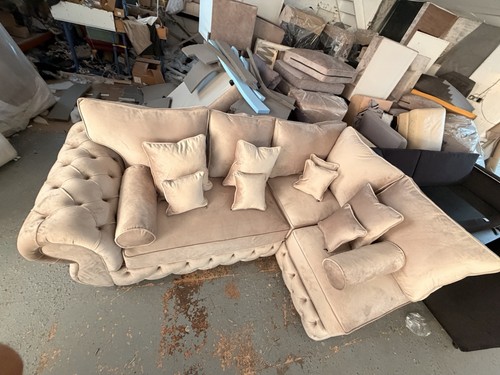 Beige solid velvet rio corner - velvet,