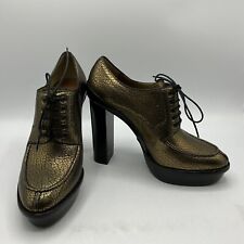 Paul Smith, Ladies Metallic Leather Platform Brogues Heels- Size 4
