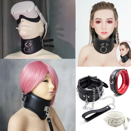 Bondage leather neck collar - neck,