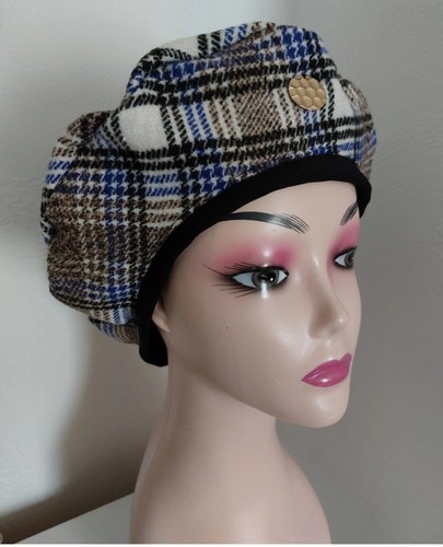 Ladies check french - check, hat